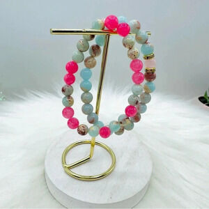 Natural Stone Love And Peace Duo Bracelet